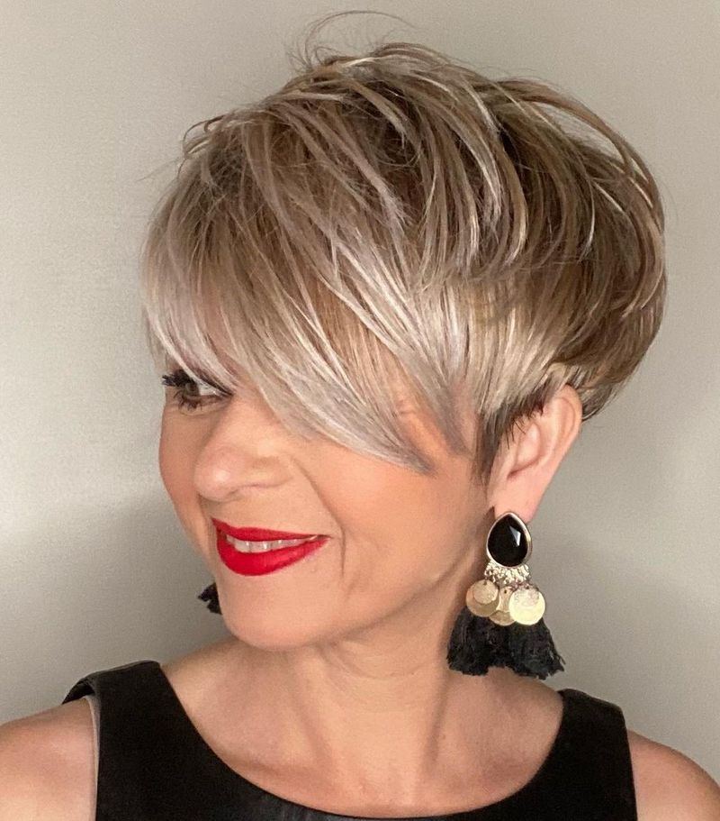 Textured Crop with Side-Swept Fringe