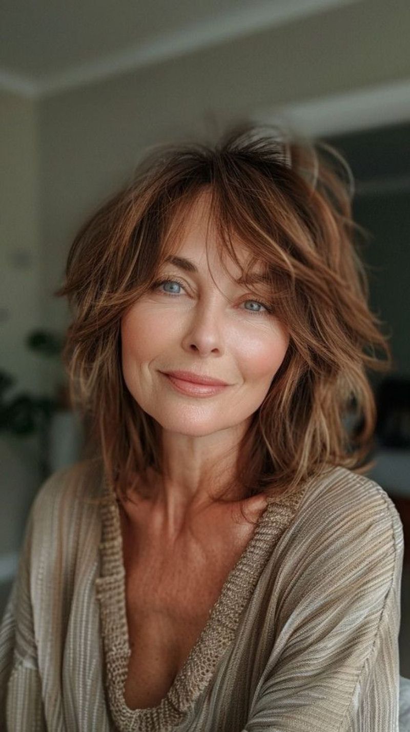 Soft Layers with Side-Swept Bangs