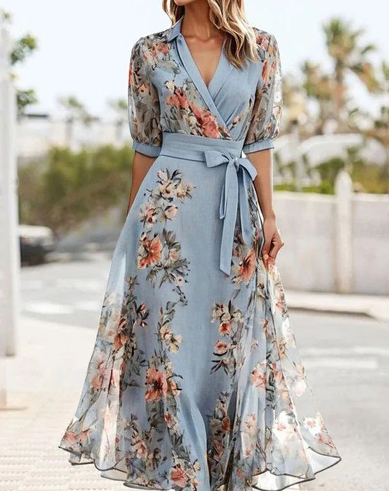 Short-Sleeve Wrap Dress