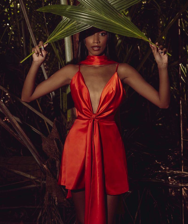 Asymmetrical Satin Dress With Architectural Appeal