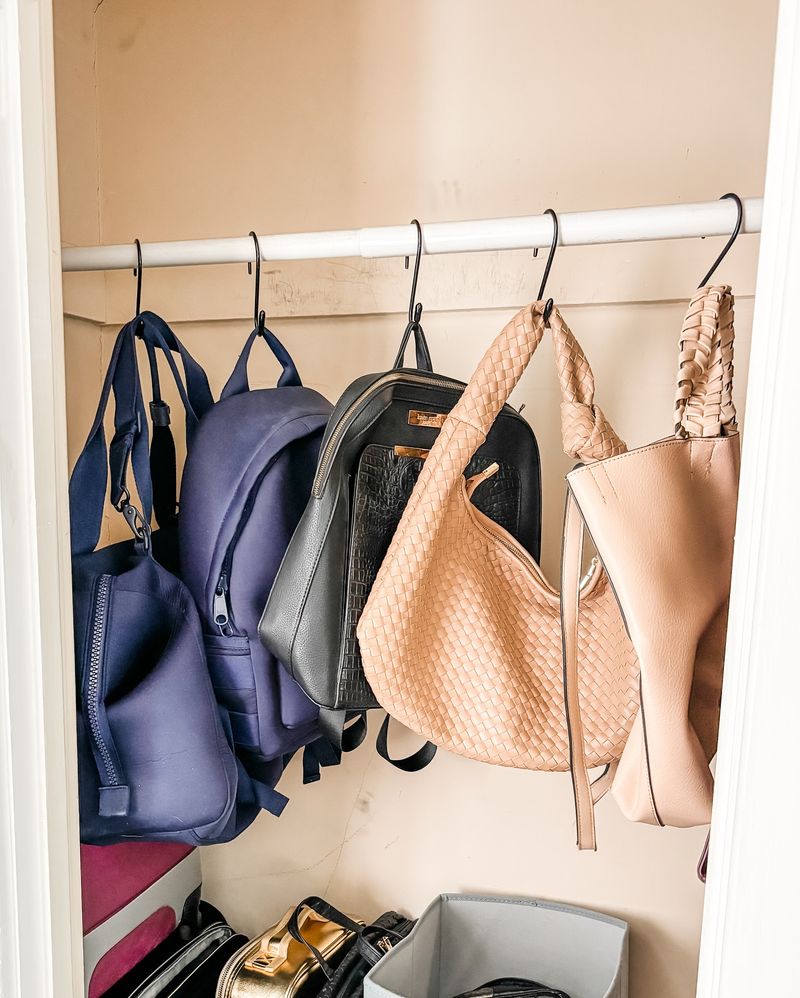 S-Hook Handbag Display: Purse Parking Perfection