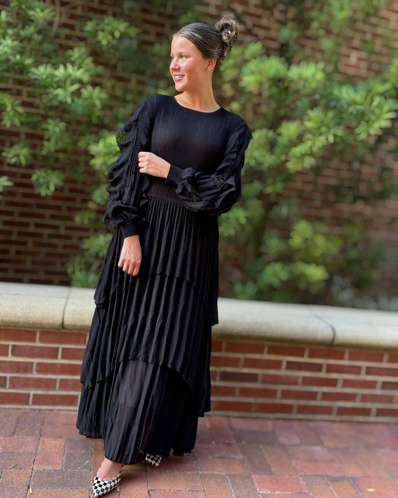 Pleated Chiffon Dress