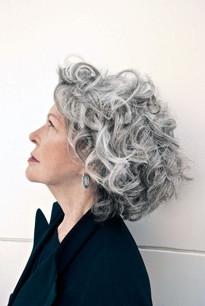 Layered Cut for Curly Gray Hair