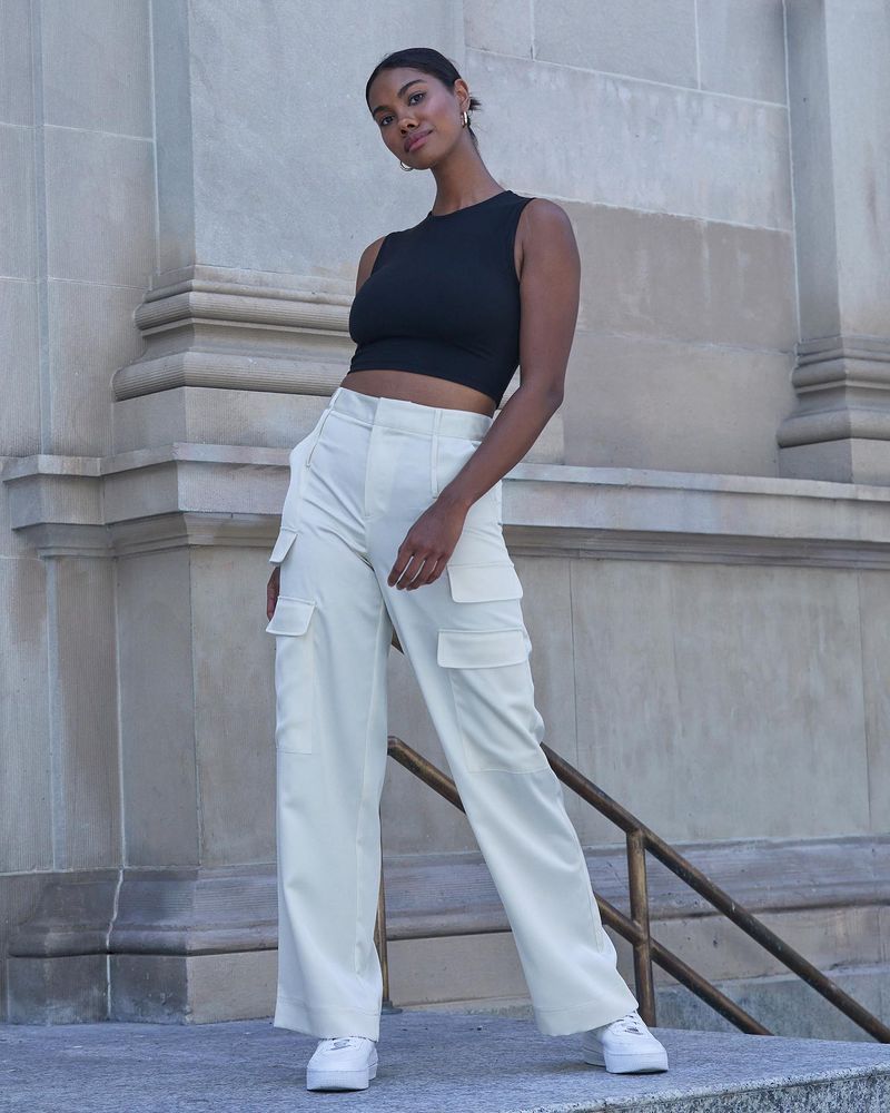 Relaxed-Fit White Cargo Jeans