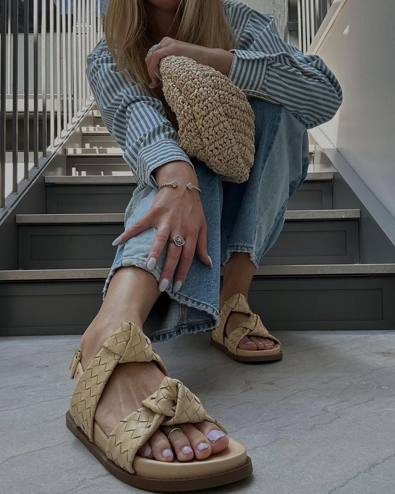 Braided Leather Slingbacks