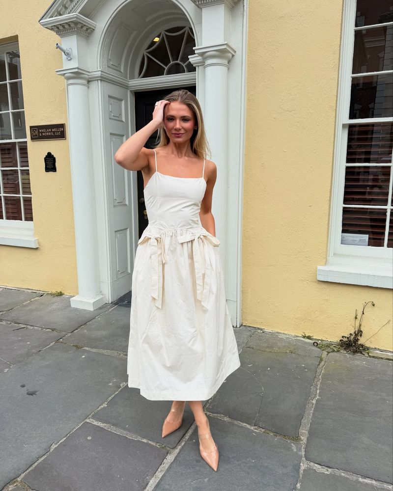 Button-Front Cotton Midi Dress