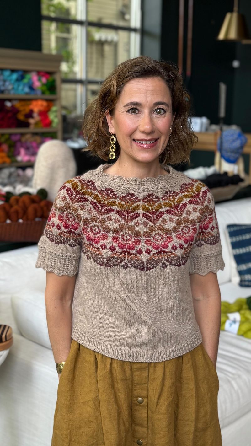 Silk Blouse Tucked Into Midi Skirt