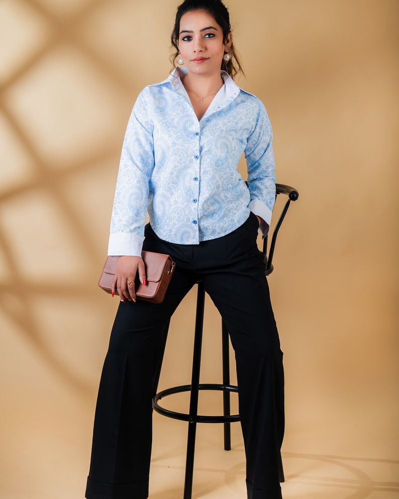 Button-Down Shirt With Ankle Pants