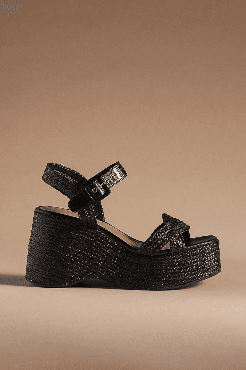 Anthropologie Cross-Strap Wedge Heels