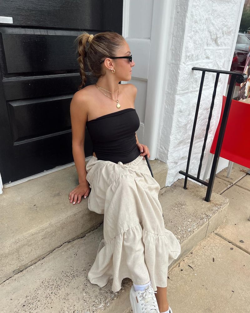 Maxi Skirt & Fitted Tank Arrangement