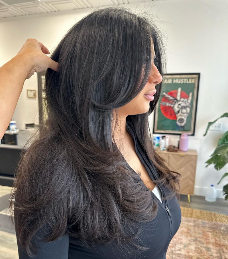 Long Layers with Curtain Bangs