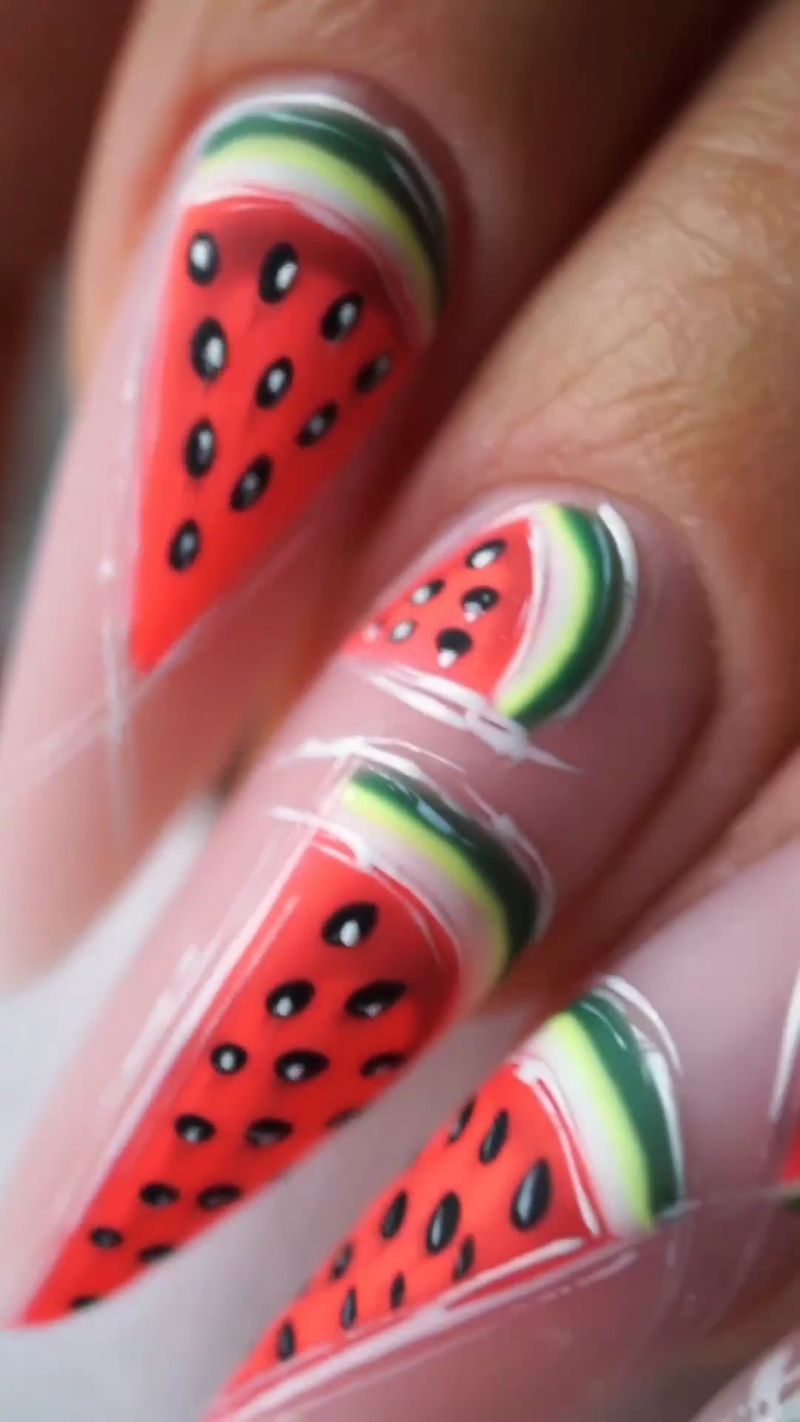 Matte Watermelon Nails