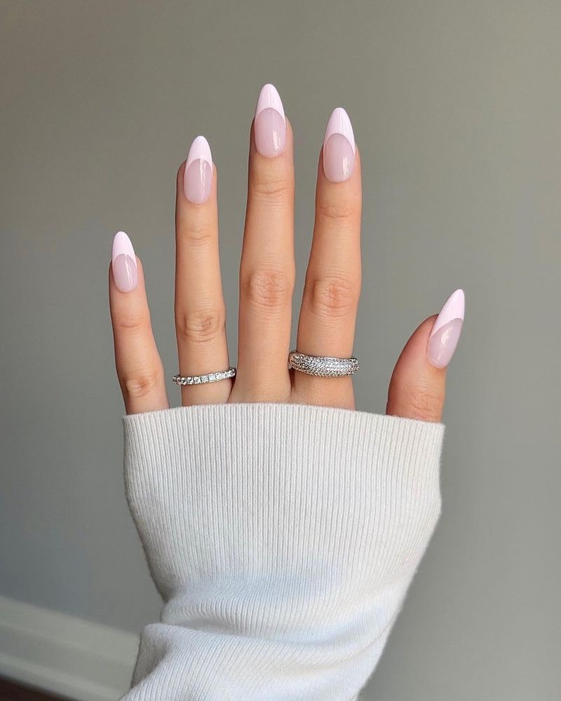 Baby Pink Silver Tips