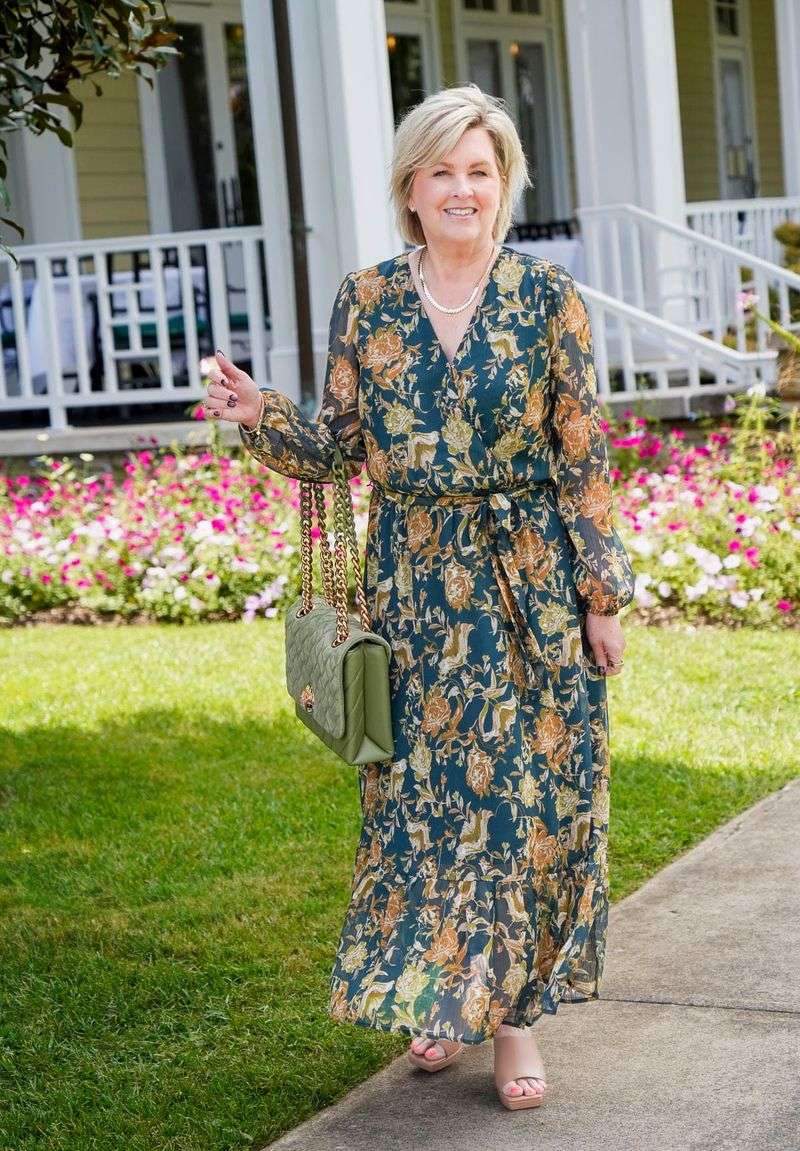 Floral Wrap Dress with Strappy Sandals