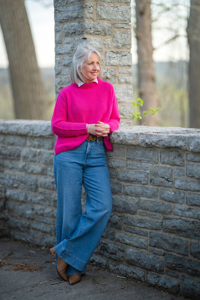 Navy Cardigan And Ankle-Length Denim