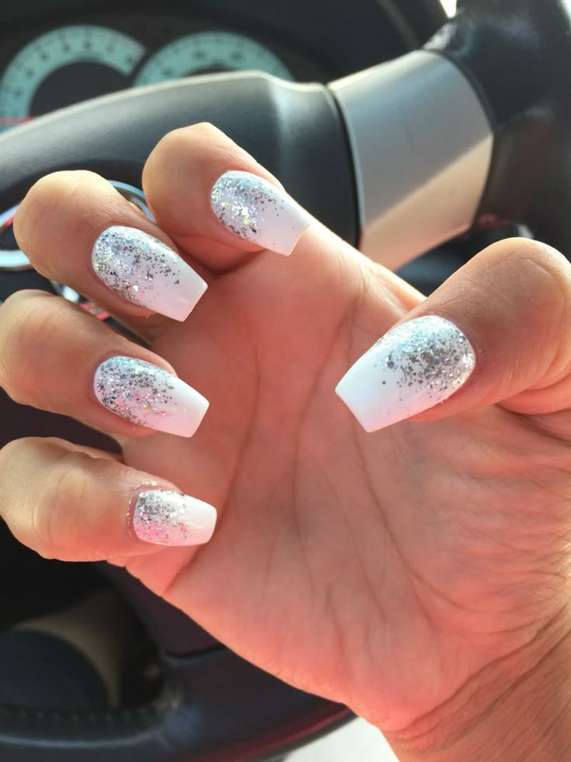 White and Silver Glitter Ombré