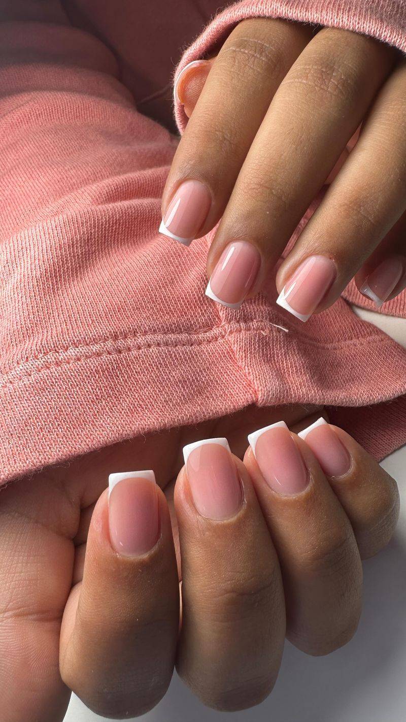 Short Square French Manicure for Practical Elegance