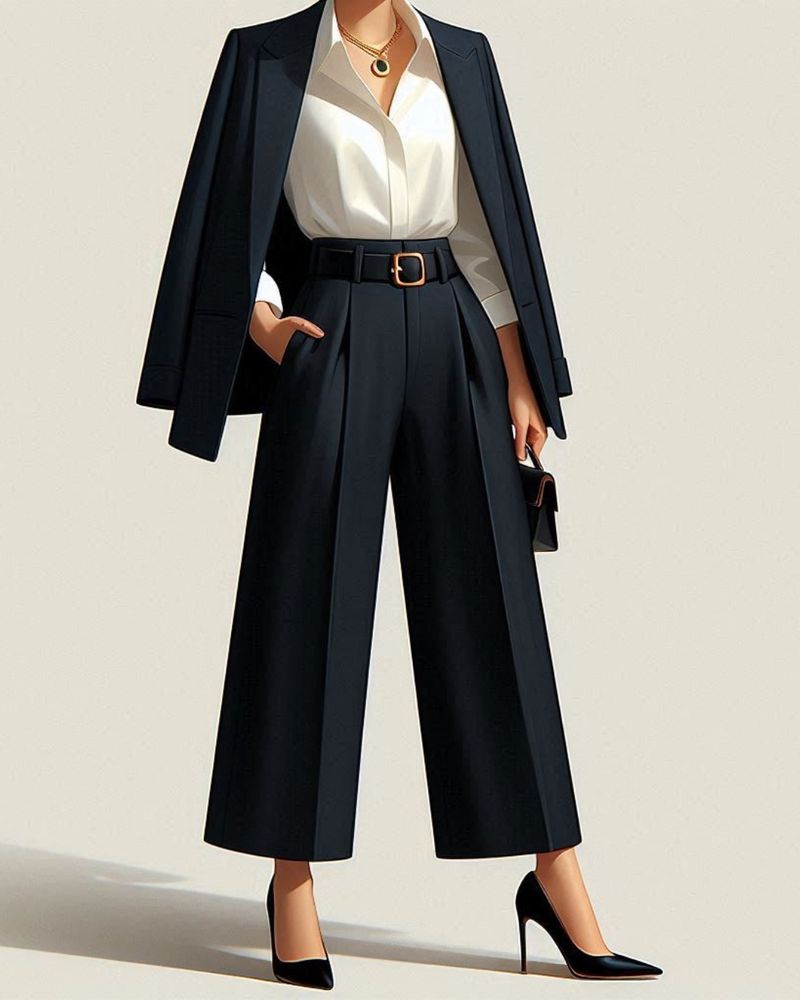 Cropped Blazer With High-Waist Pants