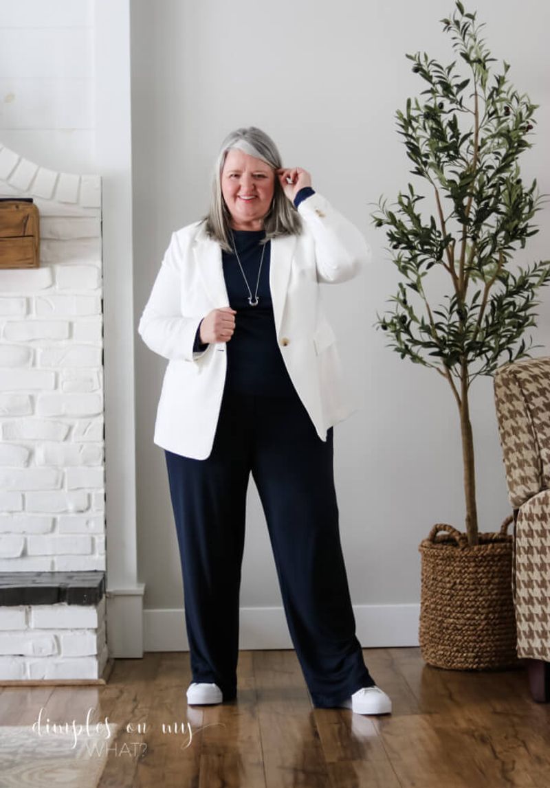 Classic Trainers & Wide-Leg Trousers