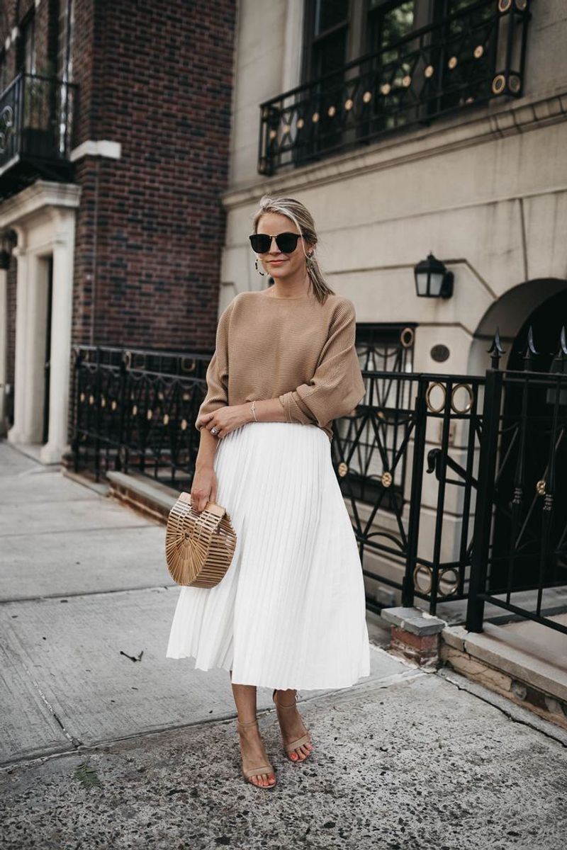 Fine Knit Sweater With Midi Skirt