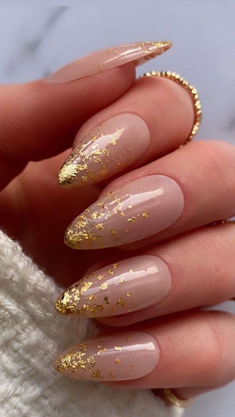 Neutral Ombré with Gold Tips